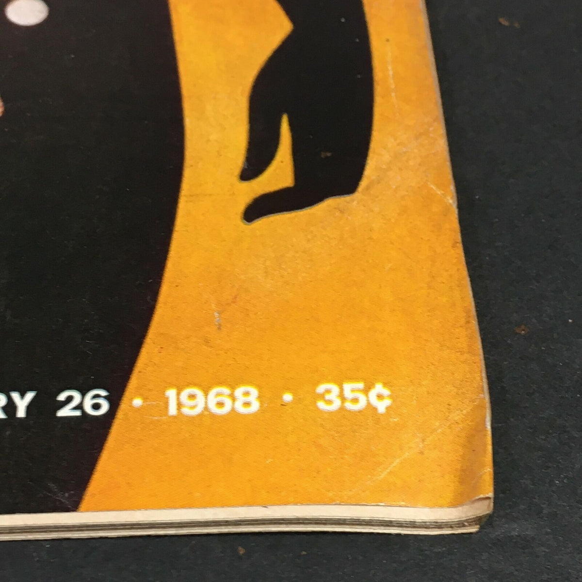 Close-up view of the bottom section of the vintage Life Magazine from January 26, 1968, highlighting the publication date and price, part of the edition on The Dangerous Diet Pills.