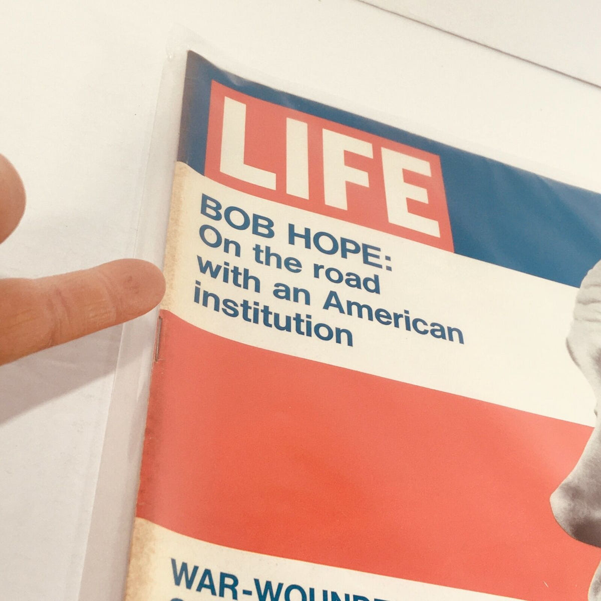 Side view of the VTG Life Magazine cover from January 29, 1971, showcasing the title 'Bob Hope: On the road with an American institution'.
