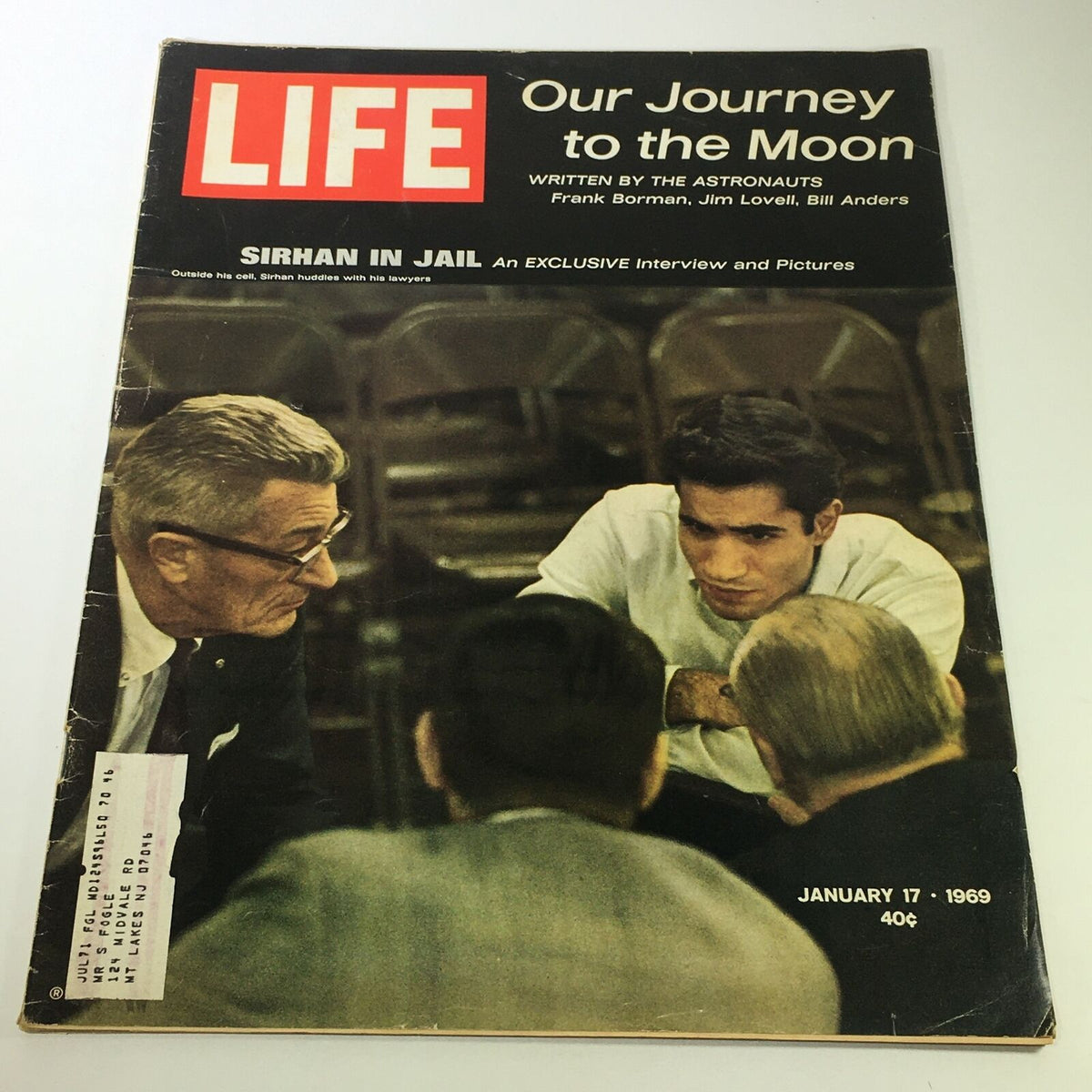 VTG Life Magazine January 17 1969 featuring Sirhan Sirhan in Jail and Frank Borman, depicting a historic moment with unique stories and images.