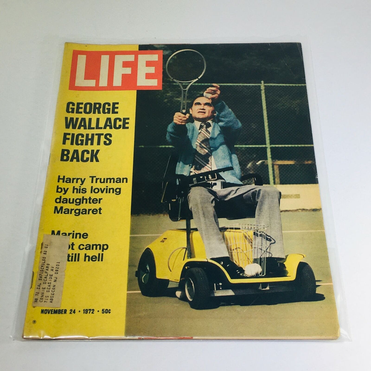 VTG Life Magazine cover from November 24, 1972 featuring Harry Truman by his loving daughter Margaret, with a prominent yellow title, and an image of George Wallace on the front.