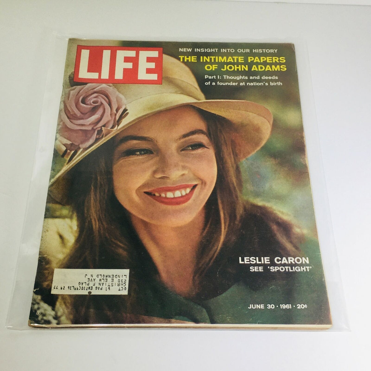 Cover of VTG Life Magazine: Jun 30 1961 featuring Leslie Caron with a flowered hat, capturing nostalgic Americana and cultural history.