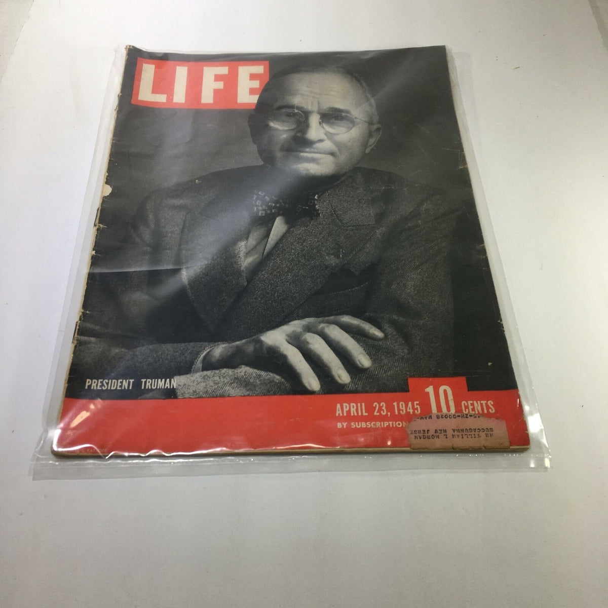 Cover of Life Magazine from April 23, 1945, featuring President Truman, showcasing vintage photography and historical significance.