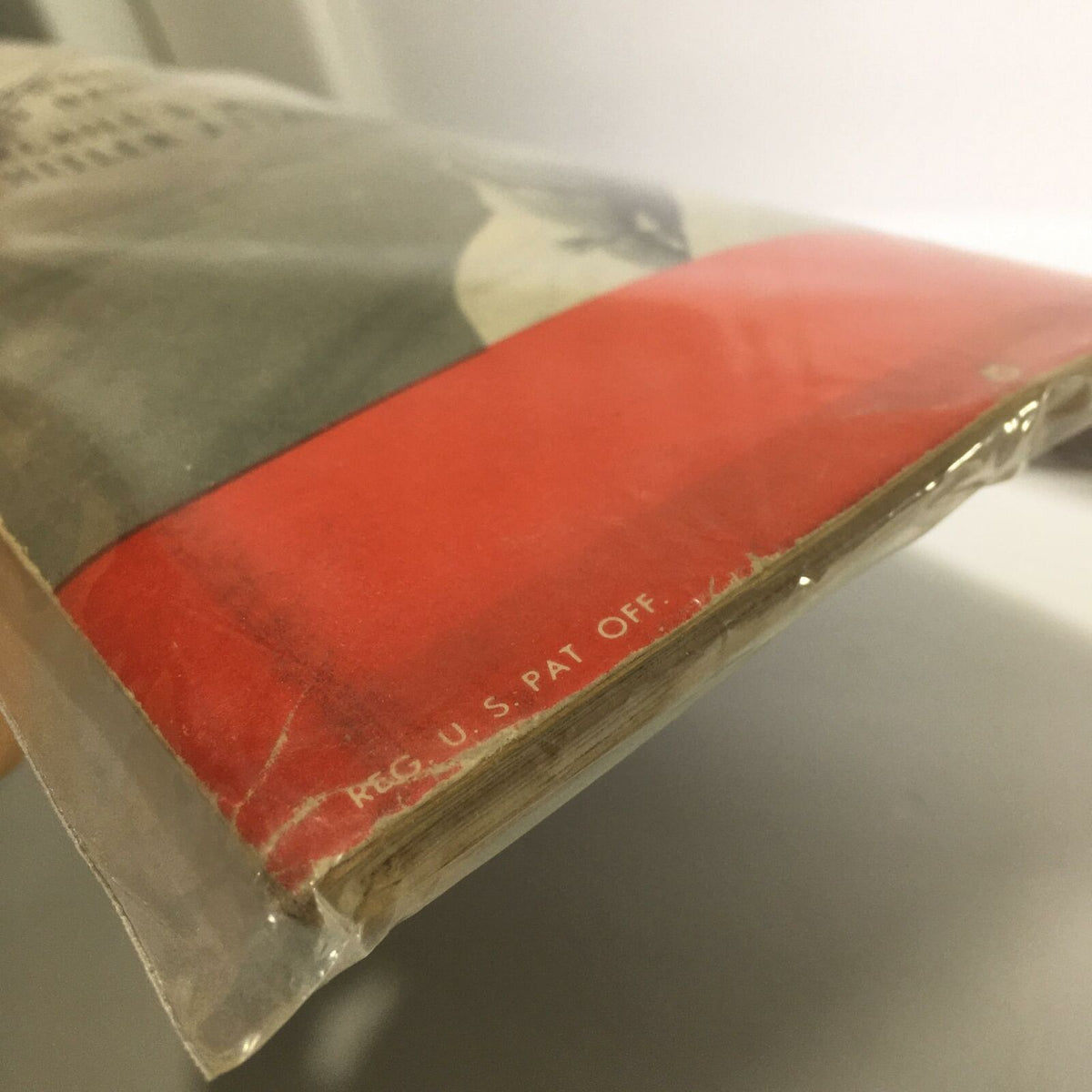Side view of Life Magazine published on May 17, 1948, highlighting the red and black design, with visible wear, indicating its vintage condition.