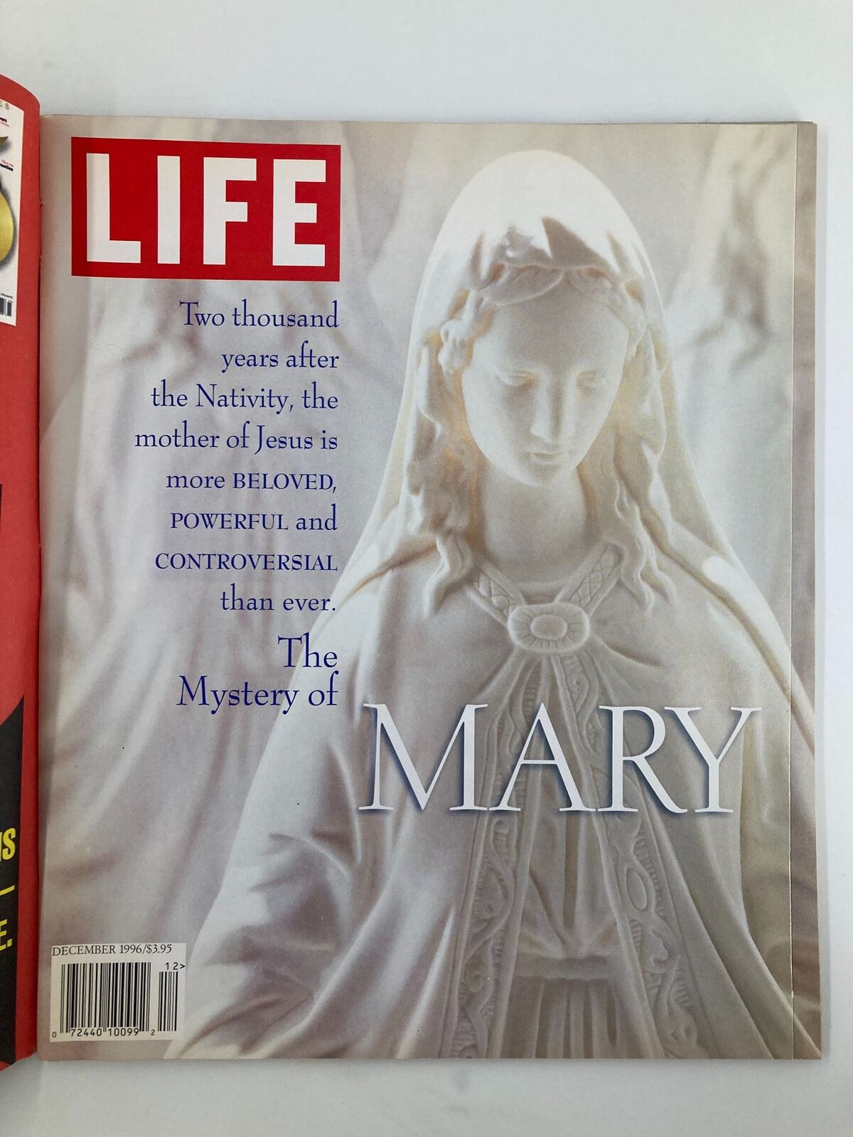 Cover of Life Magazine December 1996 titled 'The Mystery of Mary', featuring a captivating statue of Mary with a headline discussing her significance.