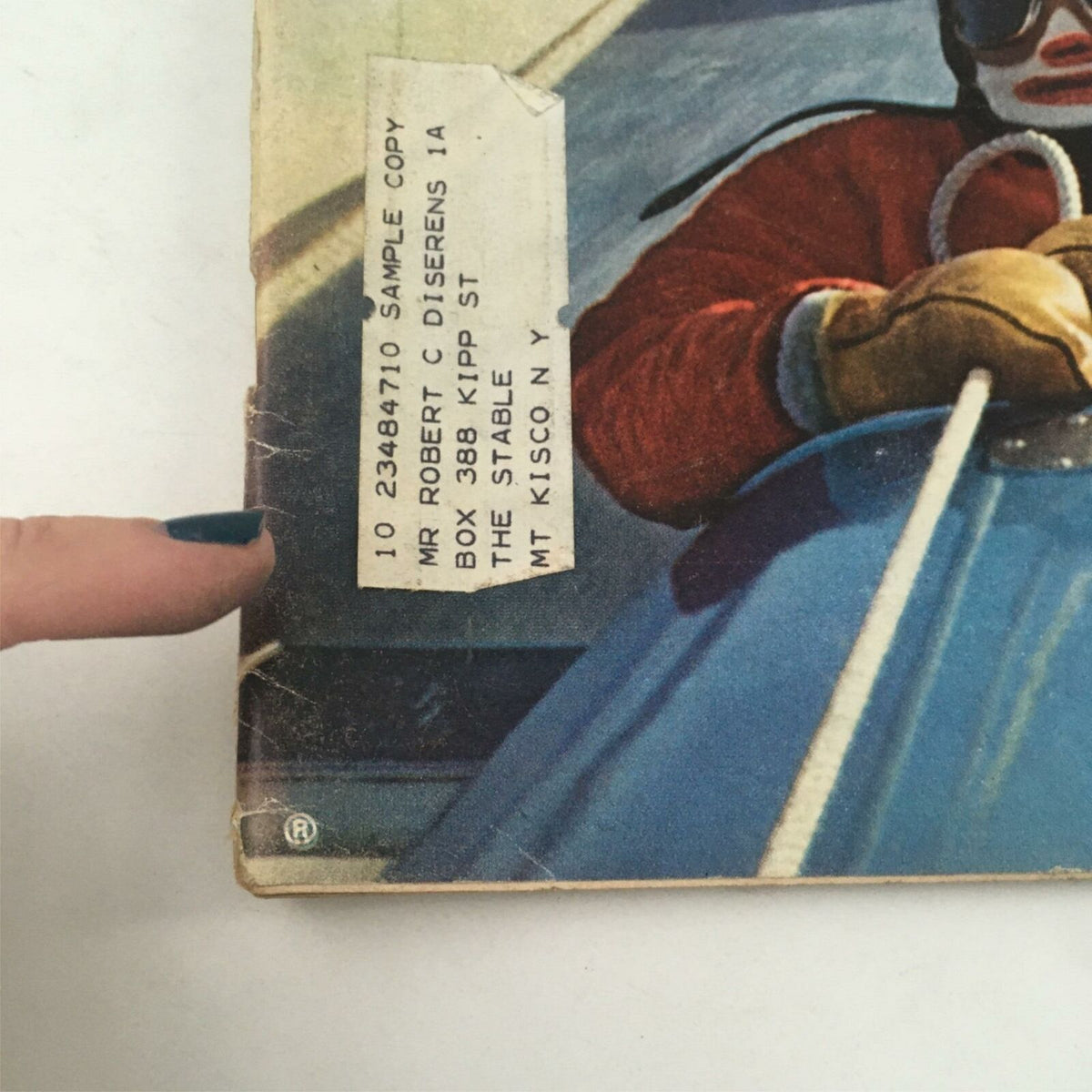 Close-up image of the cover of VTG Life Magazine January 19, 1962, 'A Wintertime Special: Excitement on the Ice,' showing a sample copy label and details of the magazine's front cover.