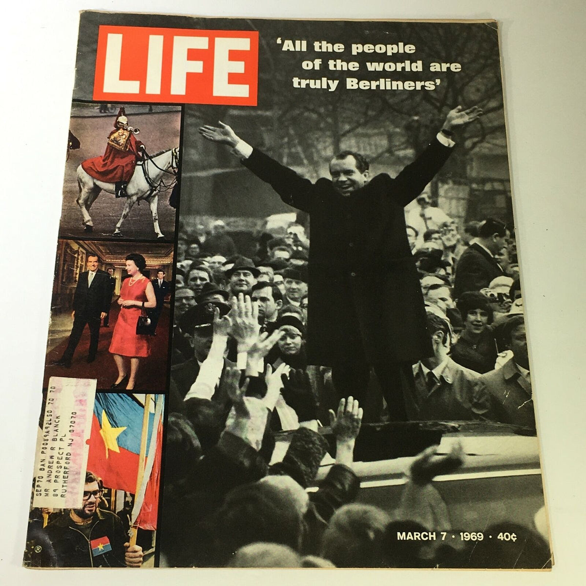 VTG Life Magazine March 7, 1969 featuring Richard Nixon in Berlin, Germany, capturing a historic moment in U.S. politics with iconic photography and cultural insights.