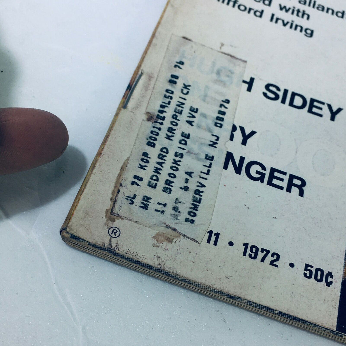 Address label on the back cover of VTG Life Magazine February 11 1972, with handwritten details, adding a vintage touch to this collectible magazine.