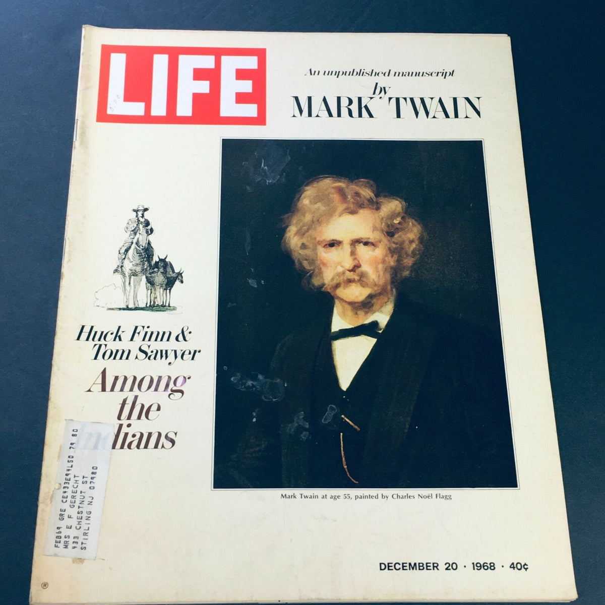 VTG Life Magazine December 20 1968 featuring an unpublished manuscript by Mark Twain, showcasing the iconic cover illustrated with a portrait of Twain and text highlighting his literary contributions.