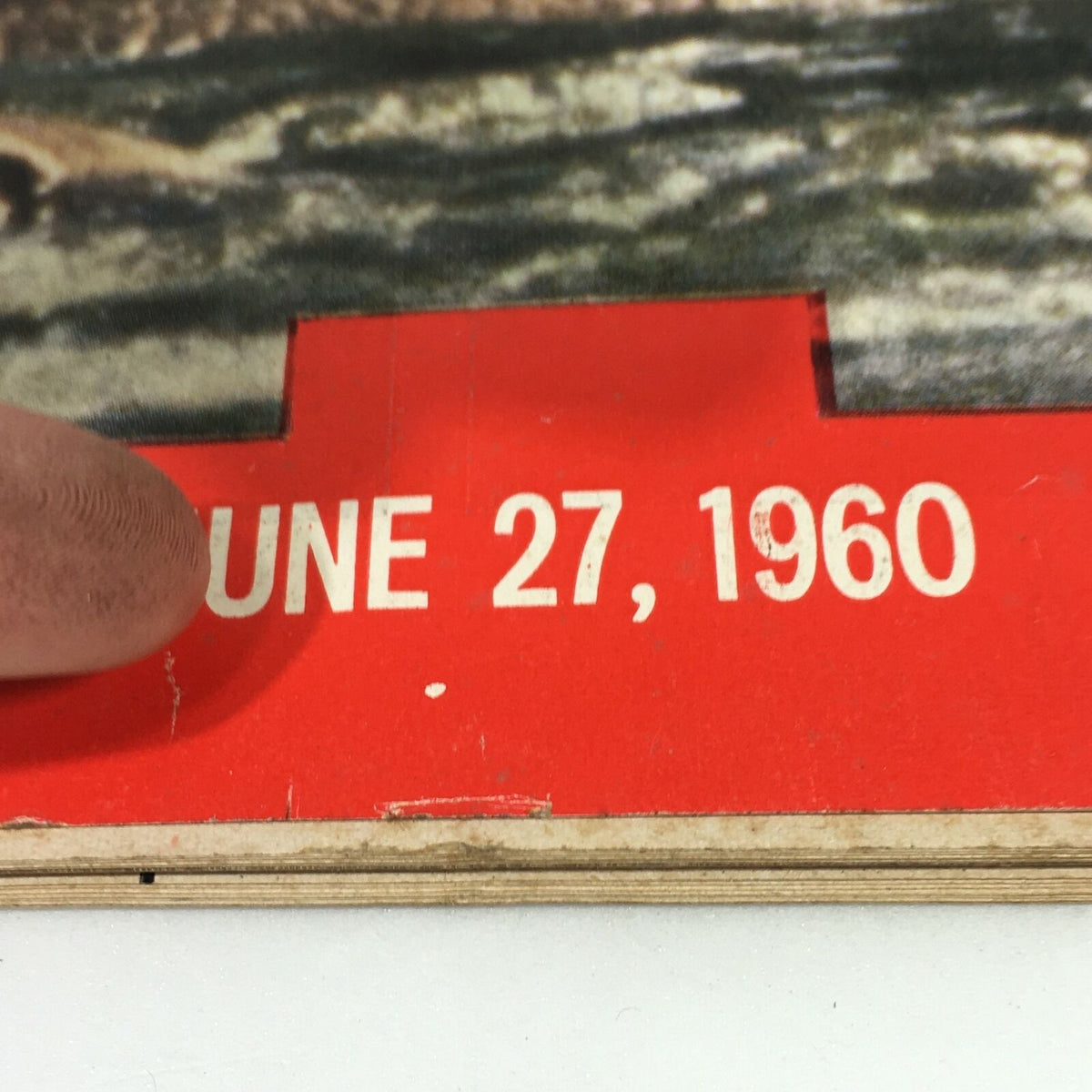 Close-up of the date June 27, 1960, printed on the cover of VTG Life Magazine, demonstrating the vintage aspect of this collectible issue.