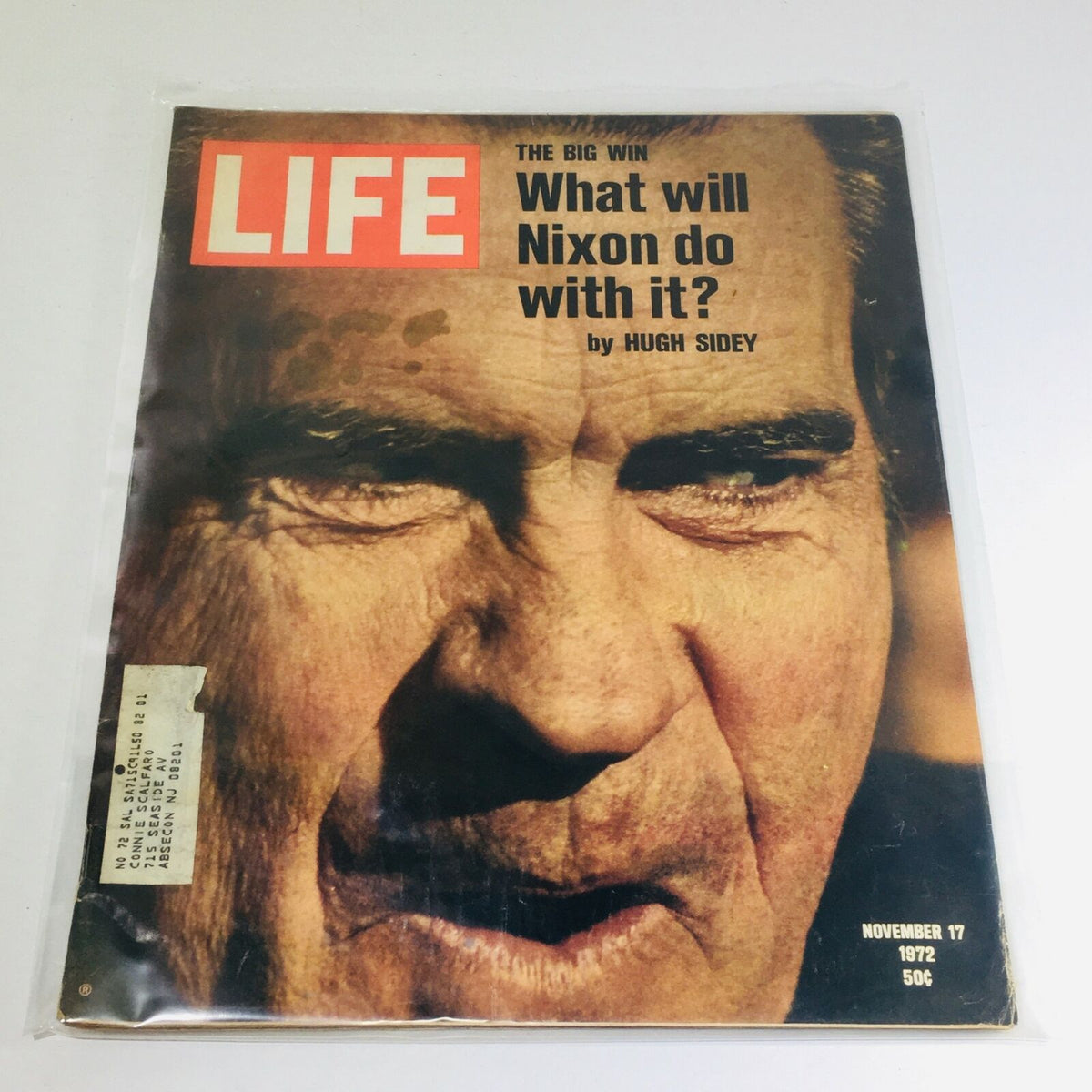 Cover of VTG Life Magazine: November 17 1972 featuring the title 'The Big Win: What Will Nixon Do With It?' Showcases a close-up of Nixon's face with visible wear, reflecting the magazine's vintage charm.