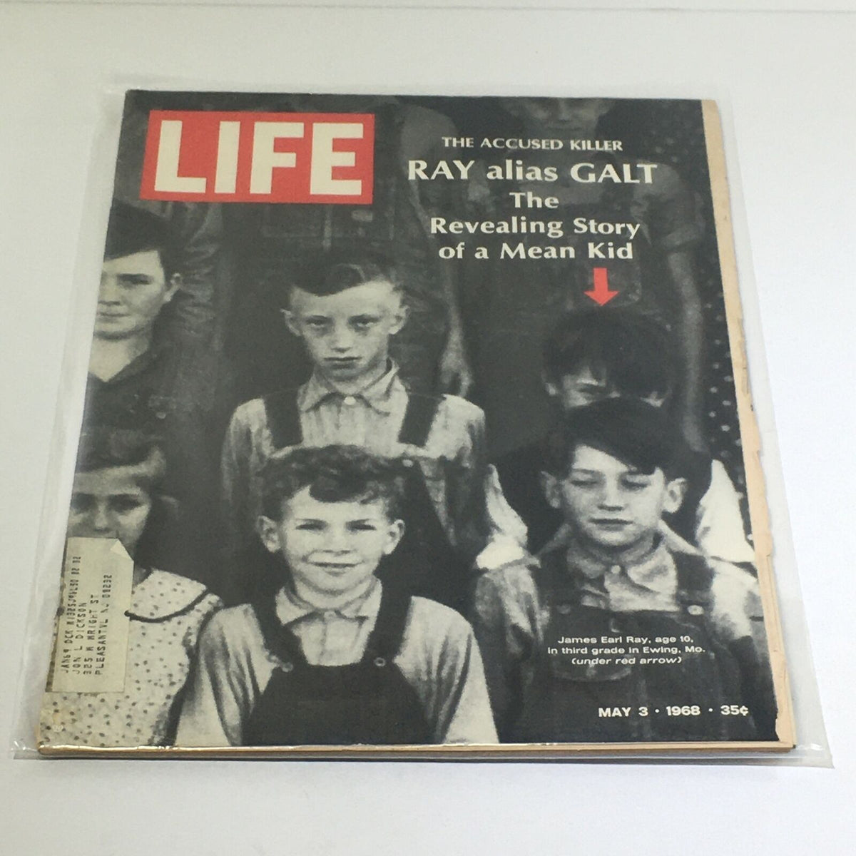 Vintage Life Magazine Cover from May 3, 1968 featuring the story of The Accused Killer Ray alias Galt, showcasing a group of children with the title prominently displayed.