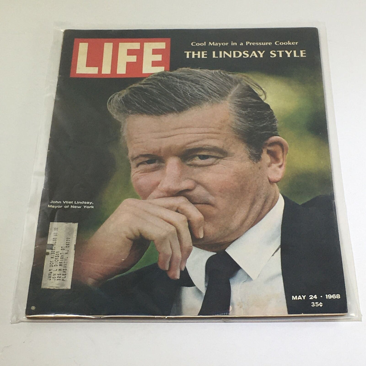 VTG Life Magazine cover from May 24, 1968 featuring John Vliet Lindsay, the Cool Mayor of New York, showcasing his portrait and the magazine title.