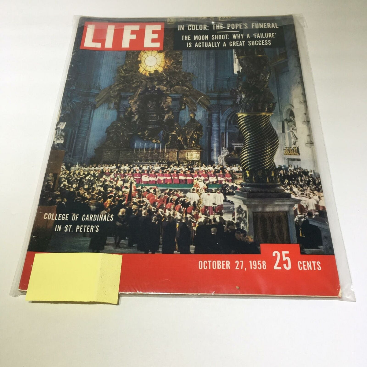 Cover of VTG Life Magazine, October 27, 1958, featuring the College of Cardinals in St. Peter's, showcasing a historical and colorful scene from a significant event.
