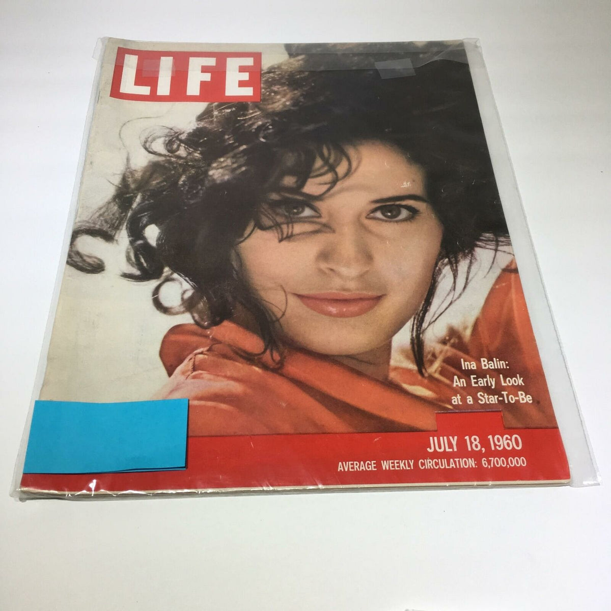 Vintage Life Magazine cover from July 18, 1960 featuring Ina Balin: An Early Look At A Star-To-Be, highlighting her glamorous appearance with curly hair and confident expression.