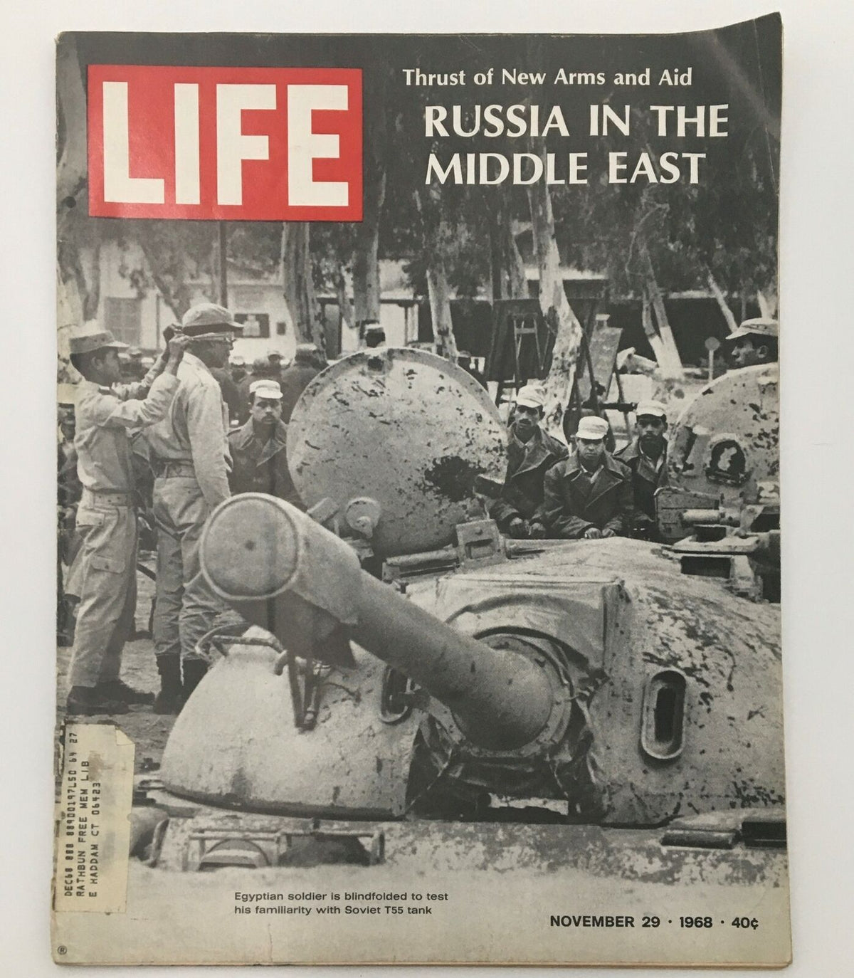 Cover of VTG Life Magazine November 29 1968 featuring the headline 'Russia in the Middle East' with an image of a tank and soldiers, highlighting the geopolitical context of the time.