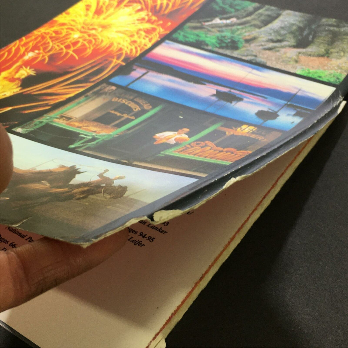 Image of the spine and pages of the vintage 1990 issue of Life Magazine titled 'Looks At America The Beautiful', highlighting the magazine's wear and tear.