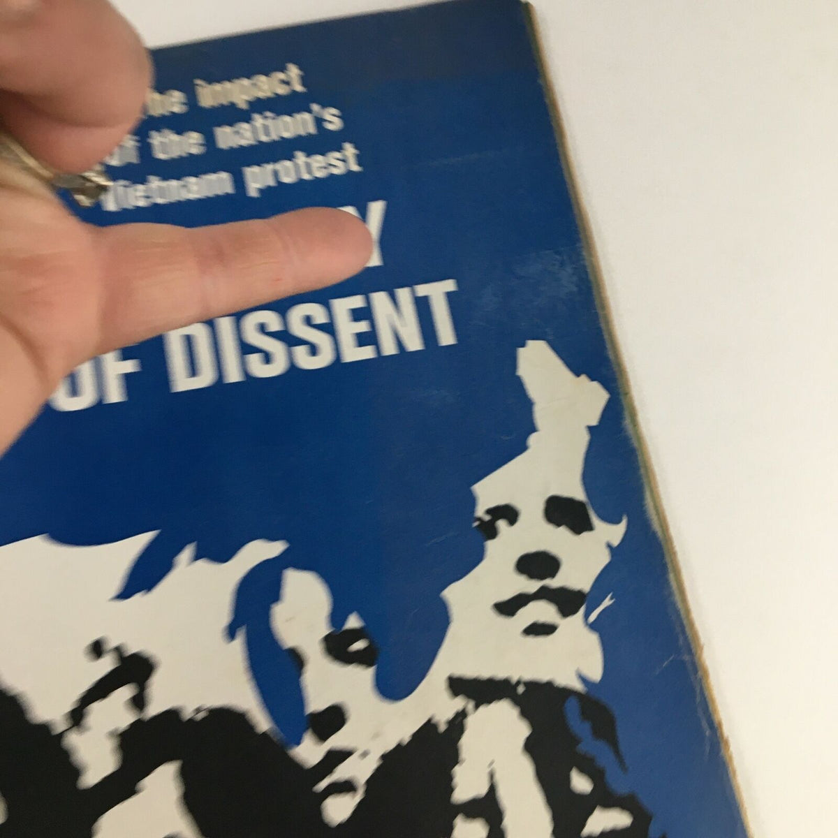 Close-up view of the cover of Life Magazine, October 24, 1969, showcasing the title 'The Day of Dissent' highlighting Vietnam War protests.