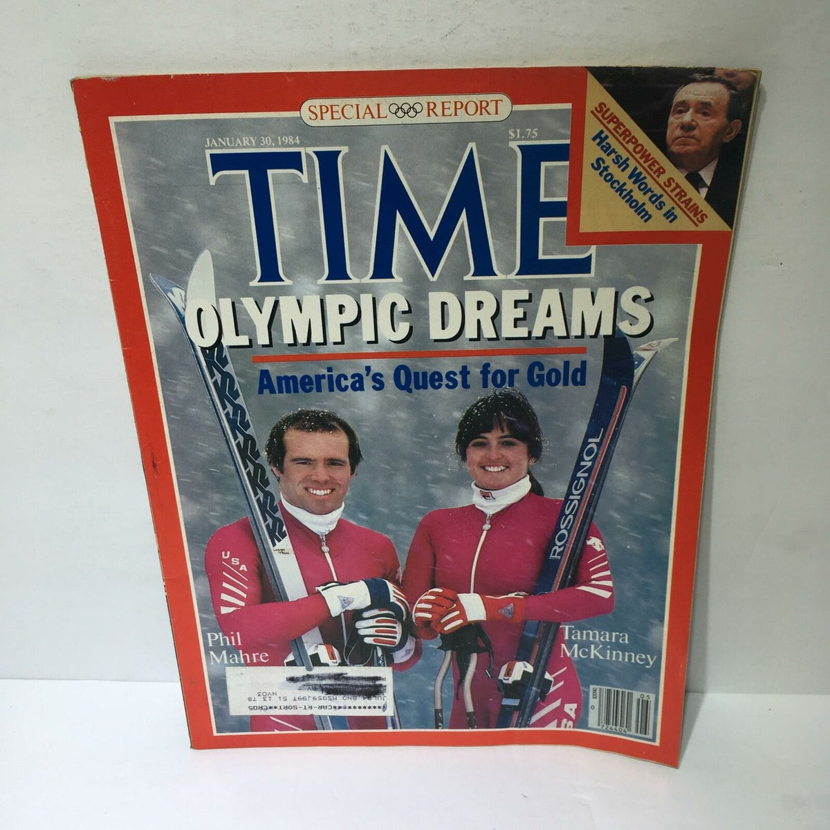 Time Magazine January 30, 1984 issue featuring Olympic Dreams, highlighting athletes Phil Mahre and Tamara McKinney, showcasing their quest for gold in the Olympics.