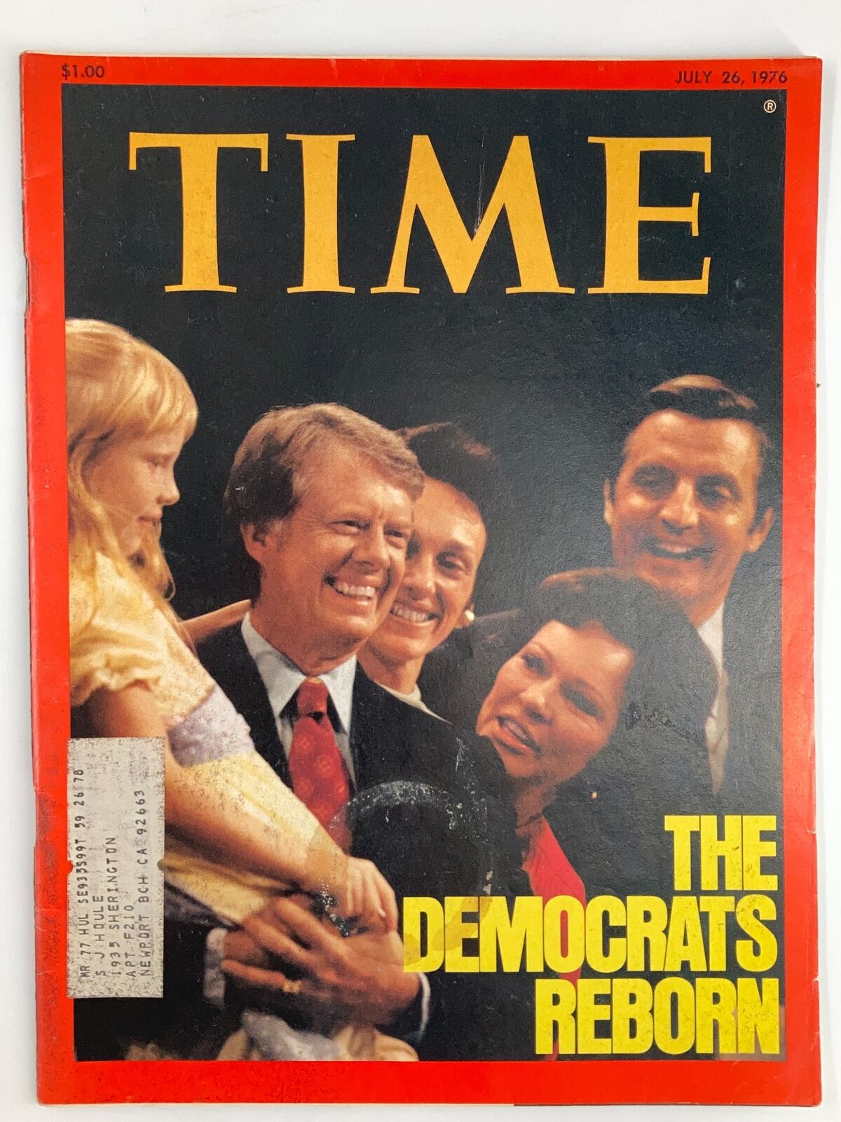 VTG Time Magazine July 26 1976 cover featuring Jimmy Carter, with the headline "The Democrats Reborn" showcasing a pivotal moment in American political history.