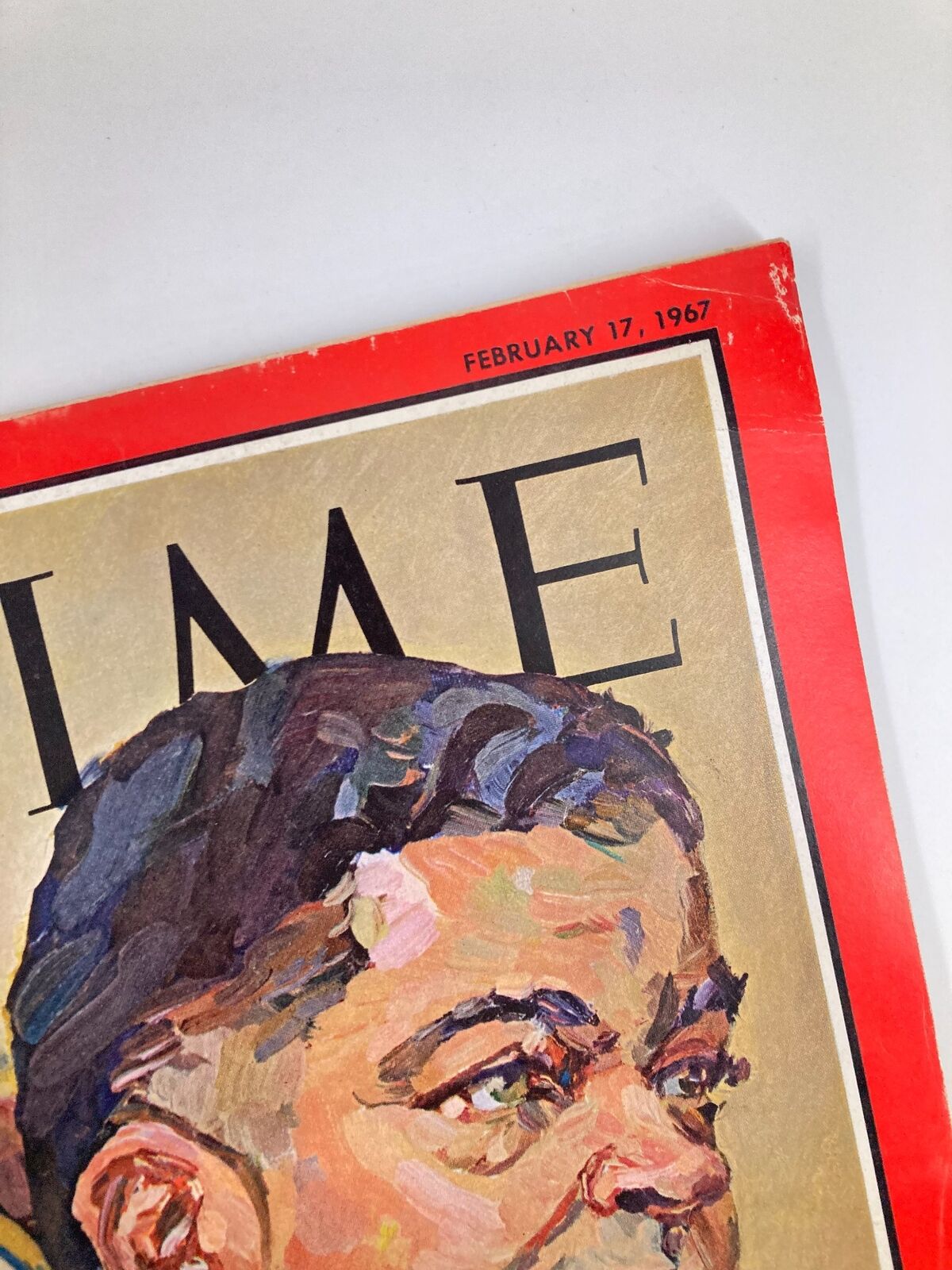 Top section of the VTG Time Magazine February 17 1967 Edition, displaying the publication date and notable portrait of U.S. Senator Edward Brooke.
