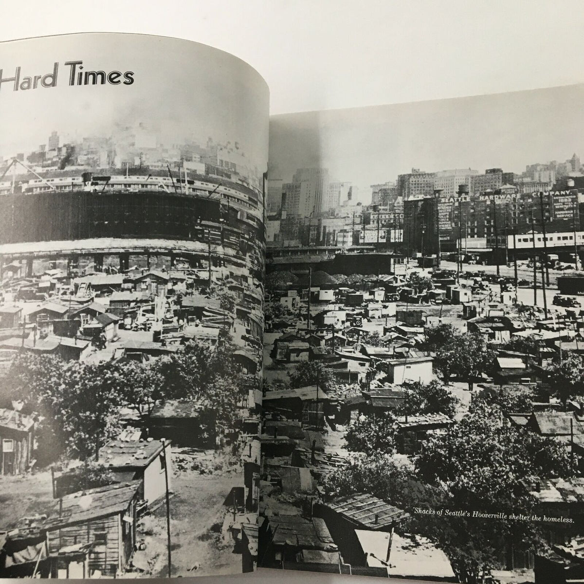 Interior image from 1988 Time Life Books: The Fabulous Century - Barbara Hutton depicting the conditions of Hard Times during the 1930s with a view of impoverished areas.