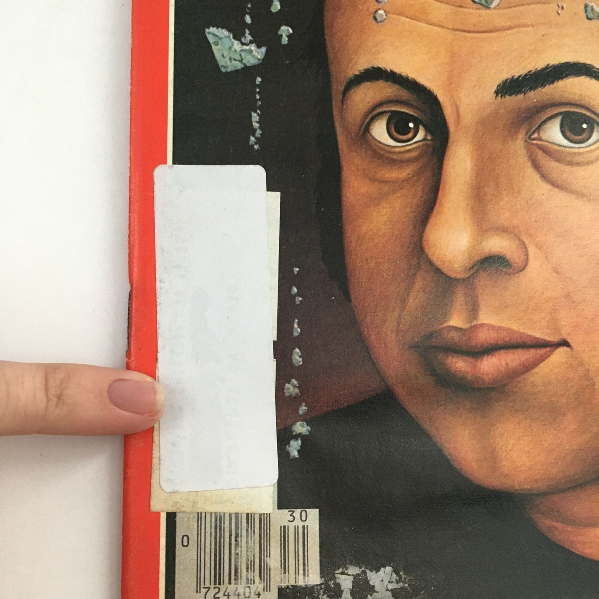 Close-up of the Time Magazine July 24 1978 Cover highlighting details of the illustration associated with Anatoli Shcharansky's trial, including a barcode and remnants of an address label.