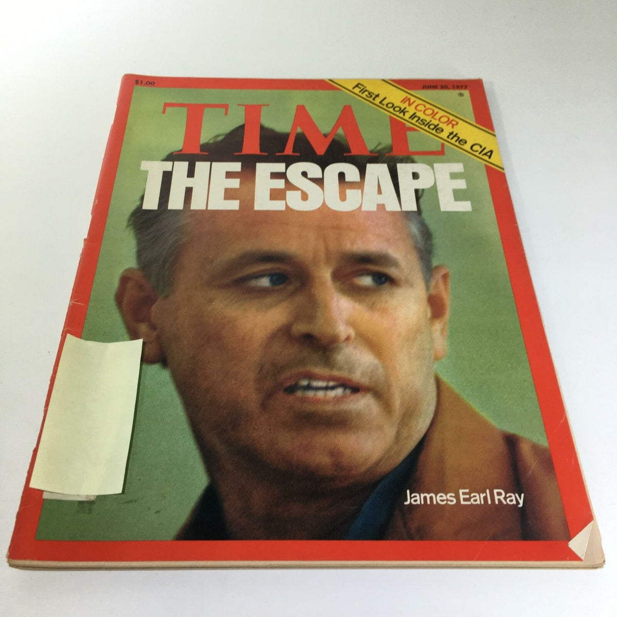 Time Magazine Cover from June 20, 1977 featuring James Earl Ray and the headline 'The Escape' with a note about CIA inside content.