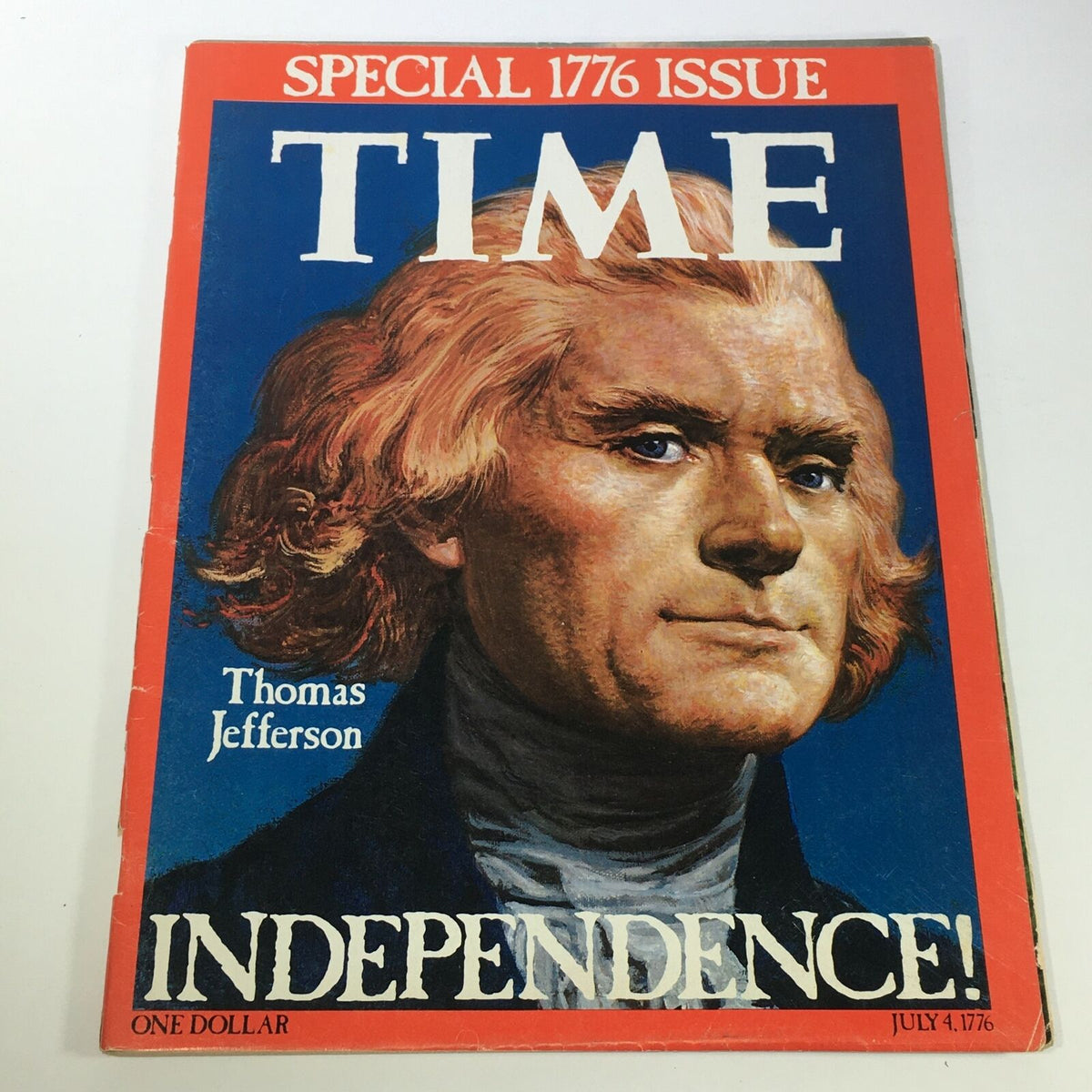 VTG Time Magazine: July 4 1776 featuring Thomas Jefferson on the cover, emphasizing American Independence.