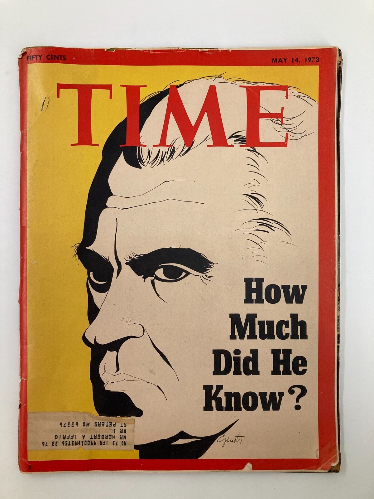 VTG Time Magazine May 14 1973 featuring a cover illustration and the title 'How Did Richard Nixon Know?' with bold text and a prominent face.