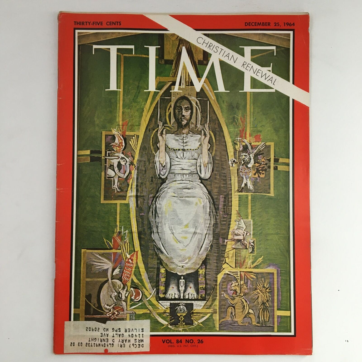 Cover of Time Magazine December 25 1964, Vol 84 #26, featuring artwork related to the Christian Renewal movement, showcasing vibrant colors and bold design elements.