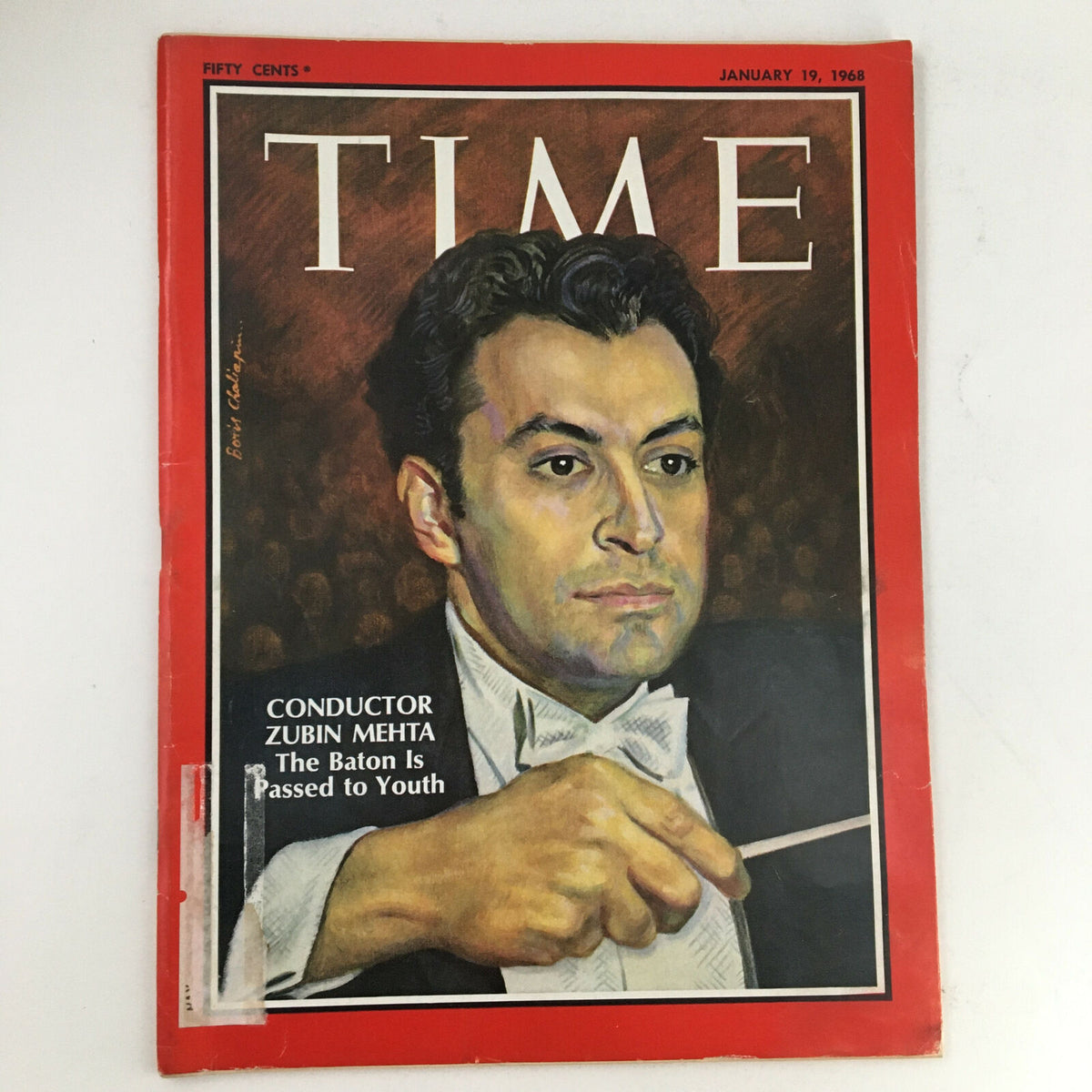 Time Magazine January 19, 1968 featuring conductor Zubin Mehta, highlighted on the cover with his baton, showcasing a pivotal moment in classical music history.
