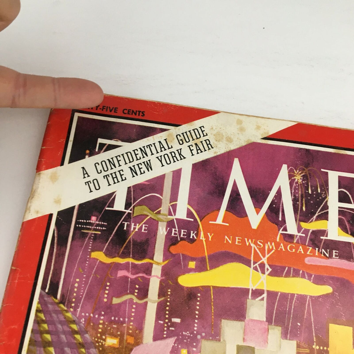Close-up of the Time Magazine cover from June 5, 1964, highlighting the 'Confidential Guide to The New York Fair' label.