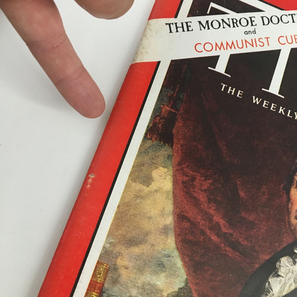 Cover detail of Time Magazine September 21 1962 featuring the Monroe Doctrine and Communist Cuba topic with worn edges.