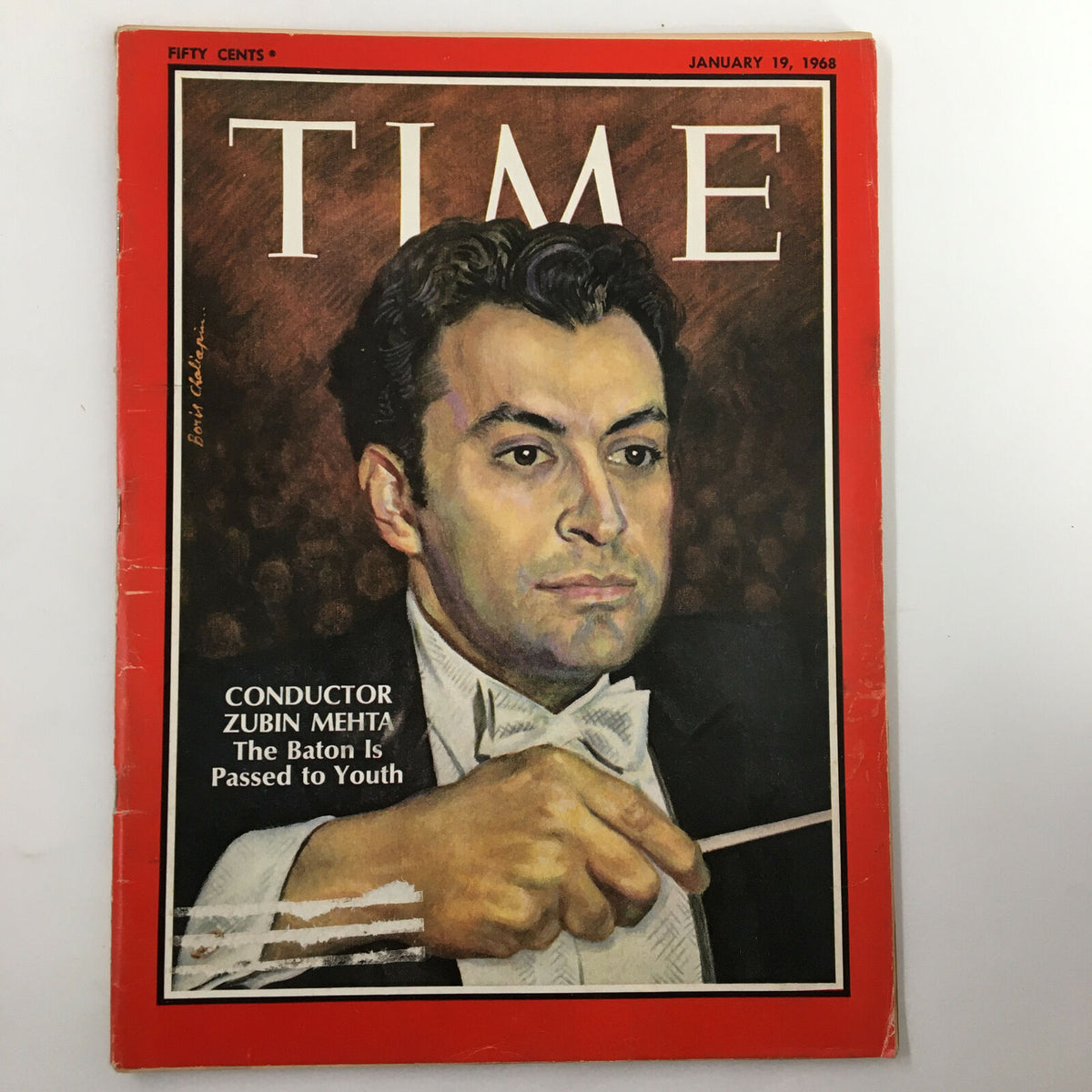 VTG Time Magazine January 19 1968 Vol. 91 No. 3 featuring Conductor Zubin Mehta on the cover, showcasing a portrait of Mehta holding a conductor's baton.
