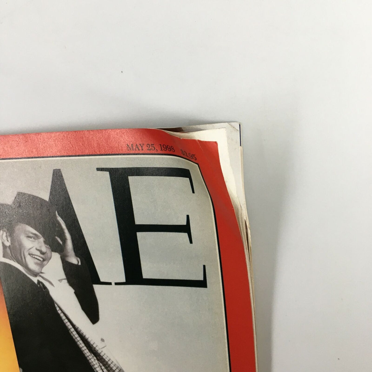 Close-up of Time Magazine May 25 1998 with Frank Sinatra on the cover, showcasing the issue date and price.