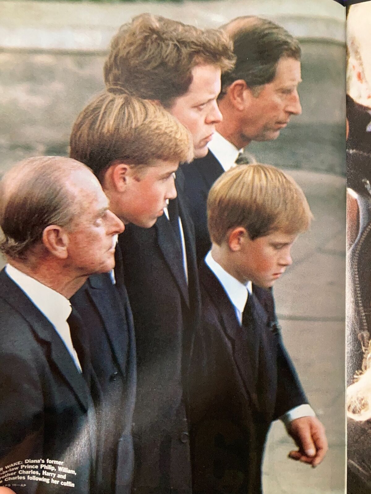 Time Magazine September 15 1997 - The royal family, including Princes William and Harry, pay their respects during Princess Diana of Wales's funeral procession.