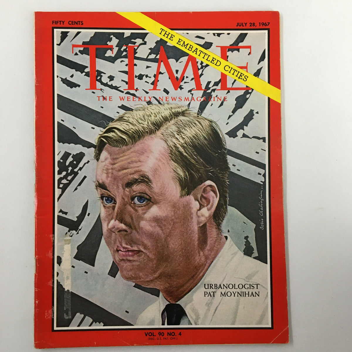 Front cover of VTG Time Magazine July 28 1967 Vol. 90 No. 4 featuring Urbanologist Pat Moynihan, showcasing a historical perspective on urban development.