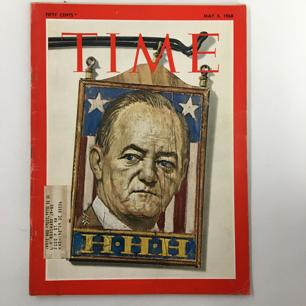 Vintage Time Magazine cover from May 3, 1968, featuring Hubert H. Humphrey, Volume 91 No. 18, discussing 'The World & War'.