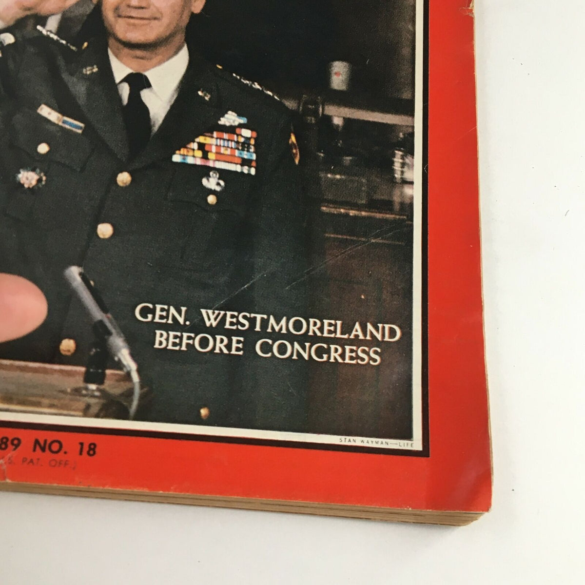 Close-up of Time Magazine May 5 1967 cover highlighting General William Westmoreland with text 'Gen. Westmoreland Before Congress'.