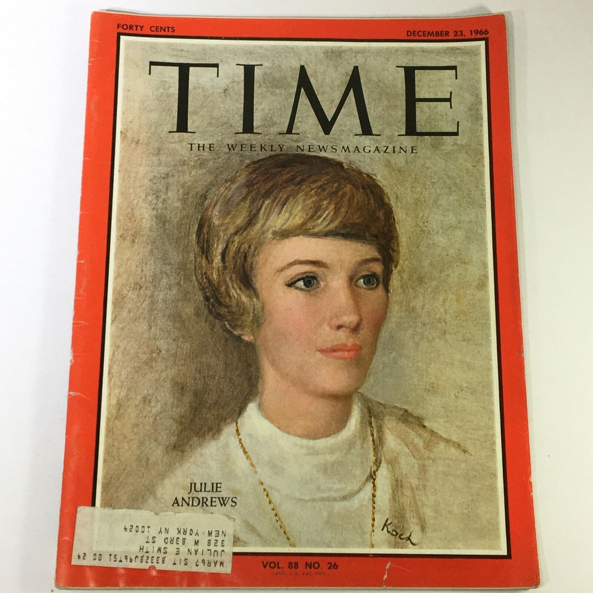 VTG Time Magazine December 23 1966 Cover featuring Julie Andrews, showcasing a nostalgic representation of the 1960s era.