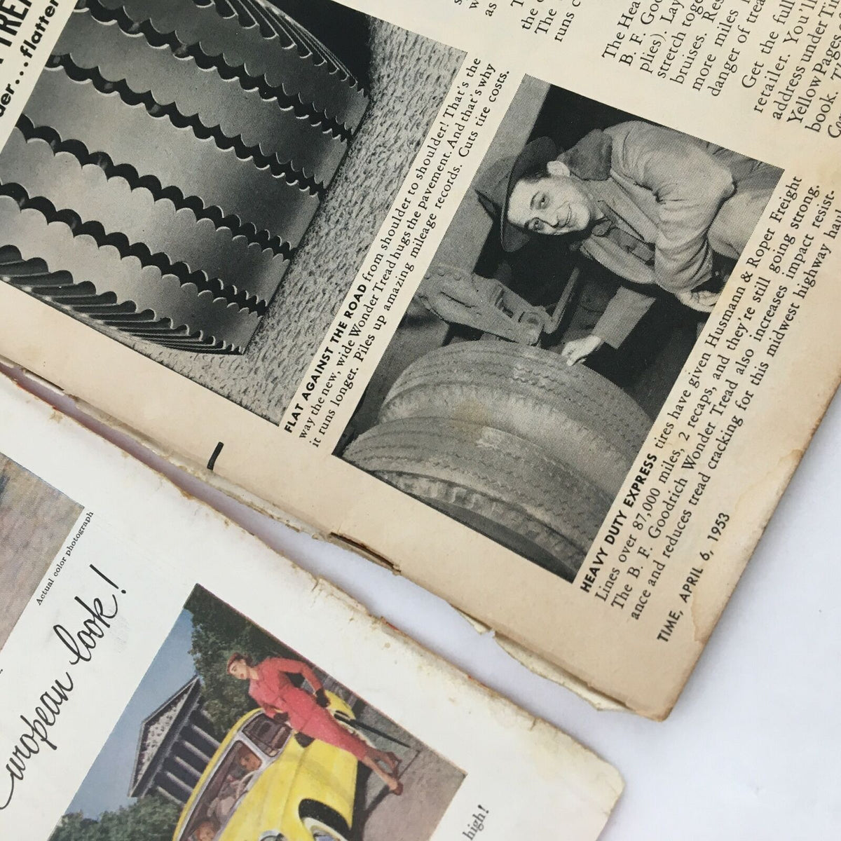 Interior page of Time Magazine April 6 1953, depicting an article with black-and-white photography related to post-World War II themes, showcasing content relevant to that era.