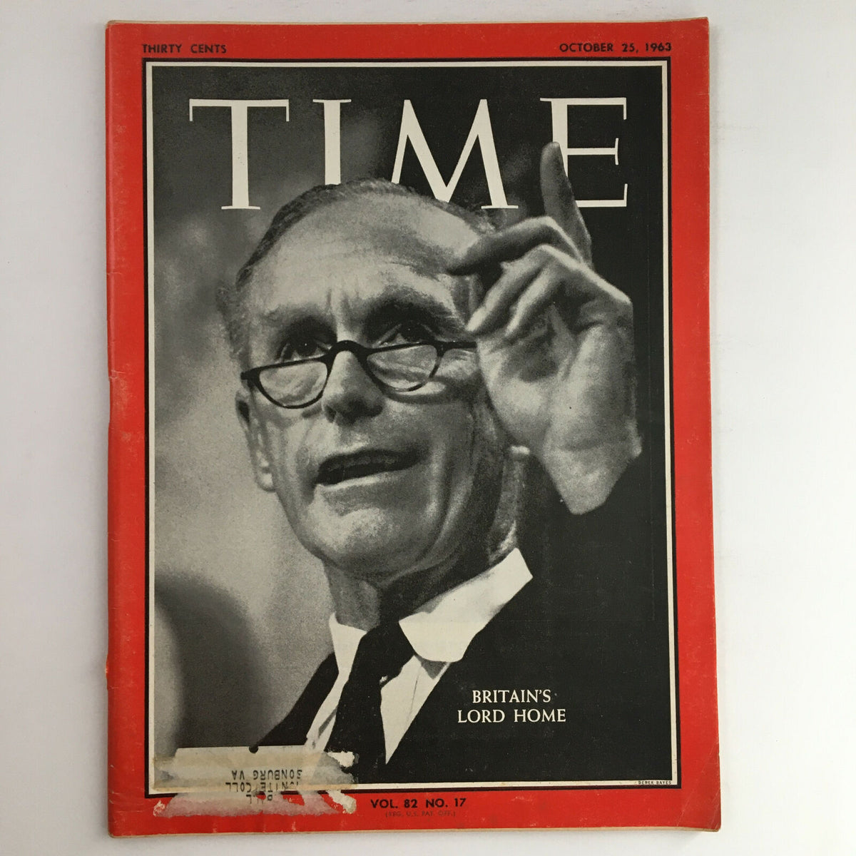 Cover of Time Magazine, October 25, 1963, Vol 82 #17, featuring Britain's Lord Alec Douglas-Home, showcasing a historical moment.