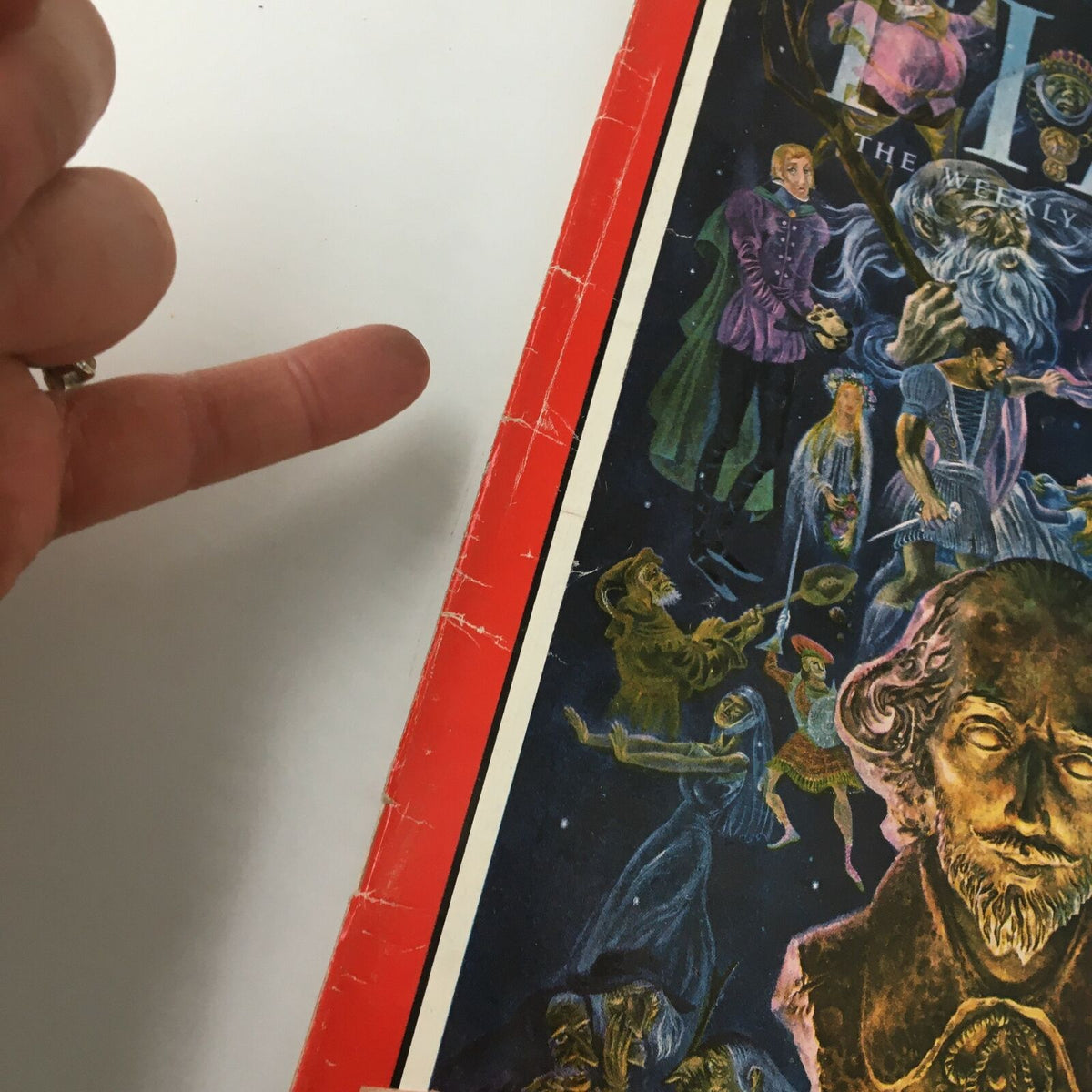 Detailed image of the cover of Vintage Time Magazine July 4 1960, featuring artwork related to Shakespeare's A Midsummer Night's Dream, showcasing vibrant colors and iconic characters.