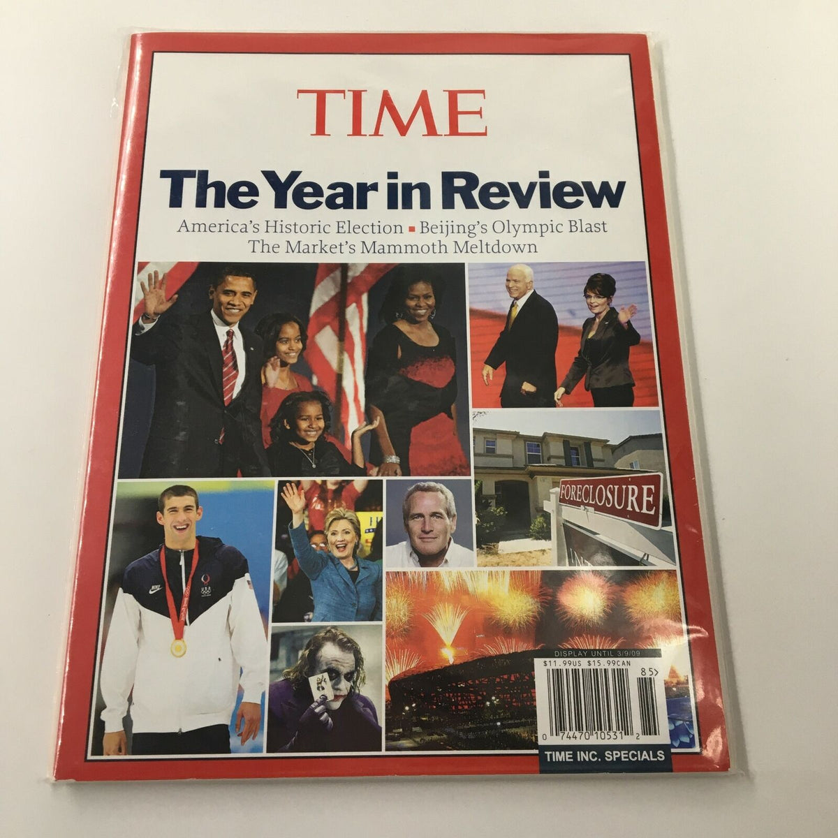 Time Magazine March 2009 The Year in Review featuring Barack Obama and highlights from America's historic election, showcasing images of key moments and figures, perfect for collectors of vintage magazines.