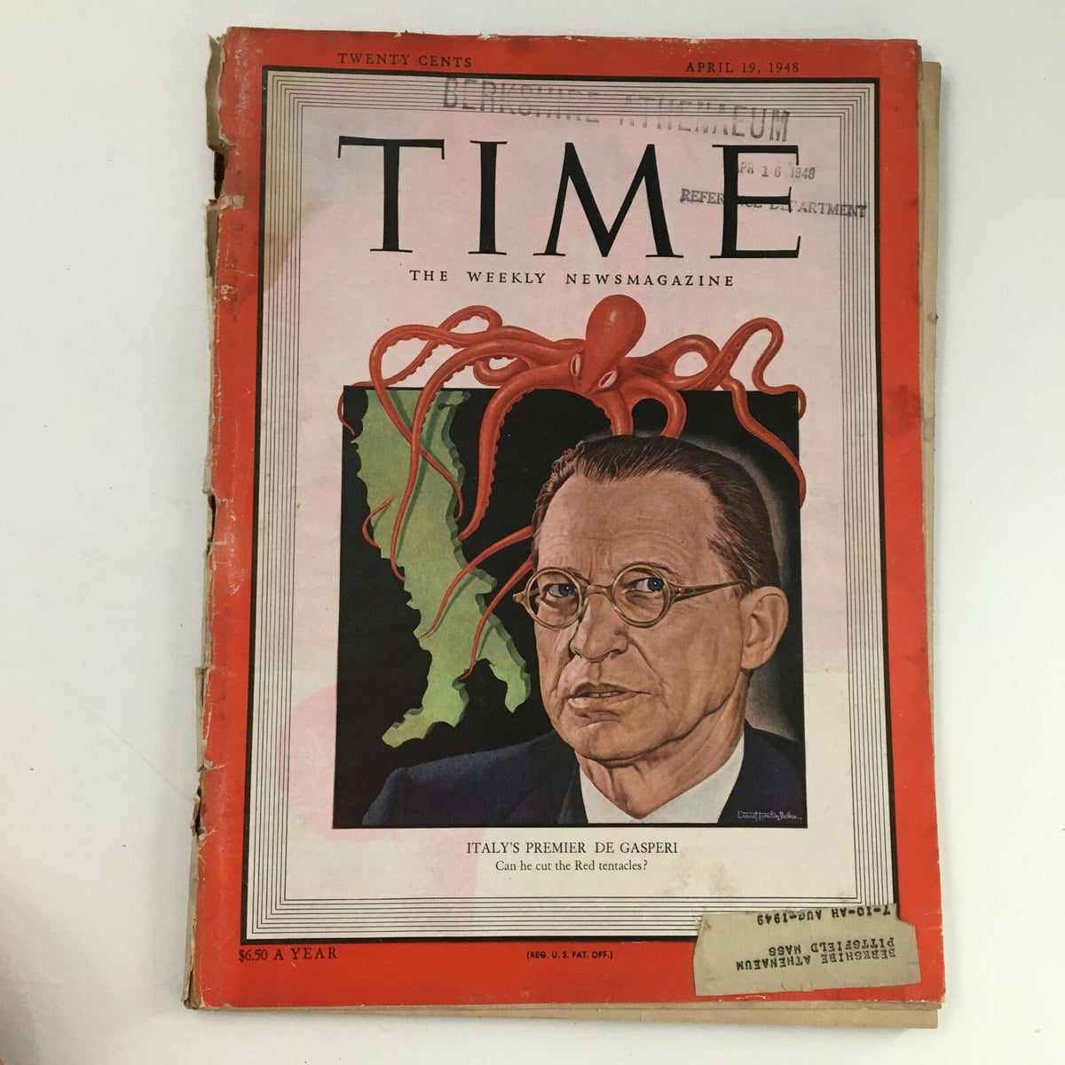 Time Magazine April 19 1948 Vol 51 #16 Premier Alcide De Gasperi of Italy