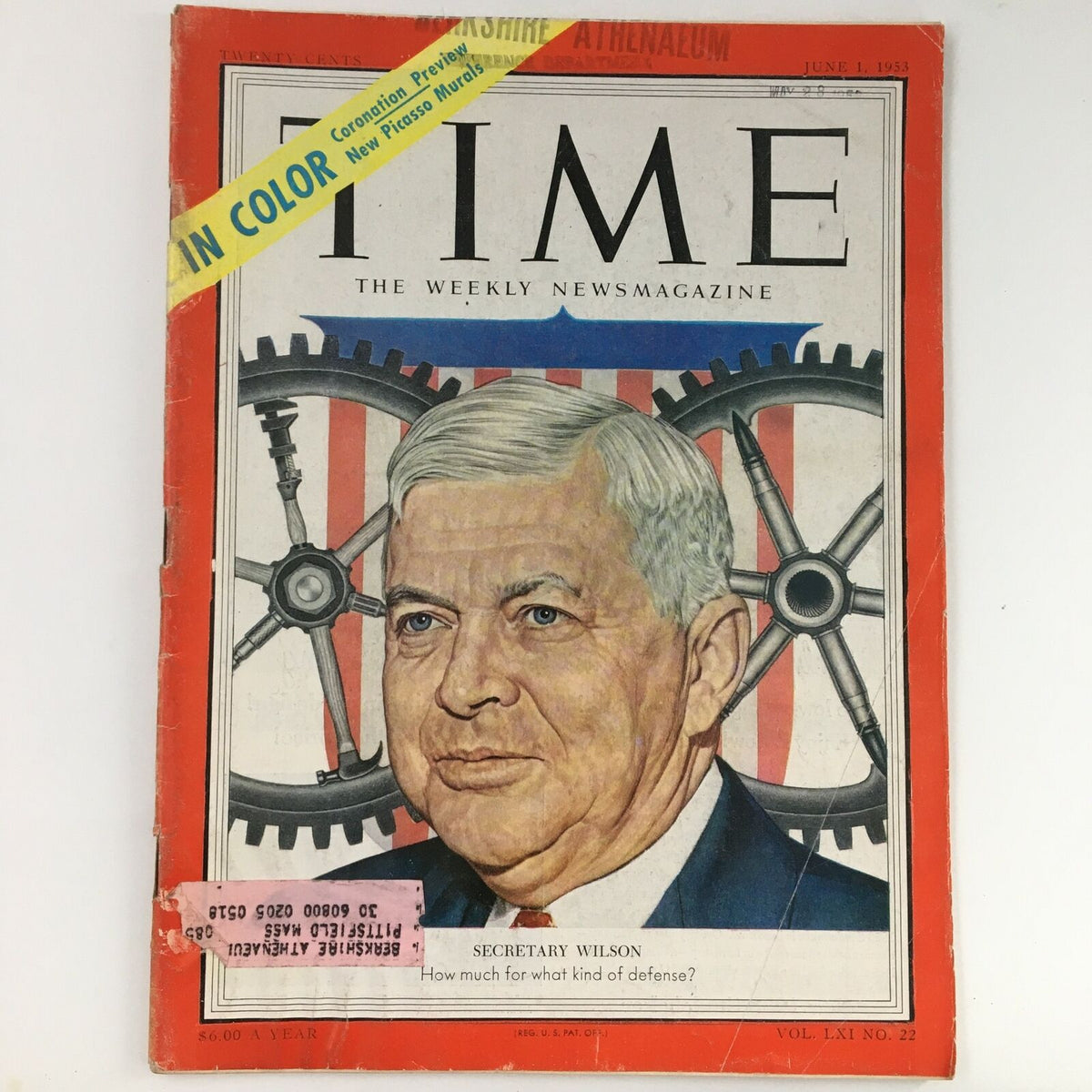 Time Magazine June 1 1953 featuring U.S. Secretary of Defense Charles Erwin Wilson on the cover, showcasing vintage design and historical significance.