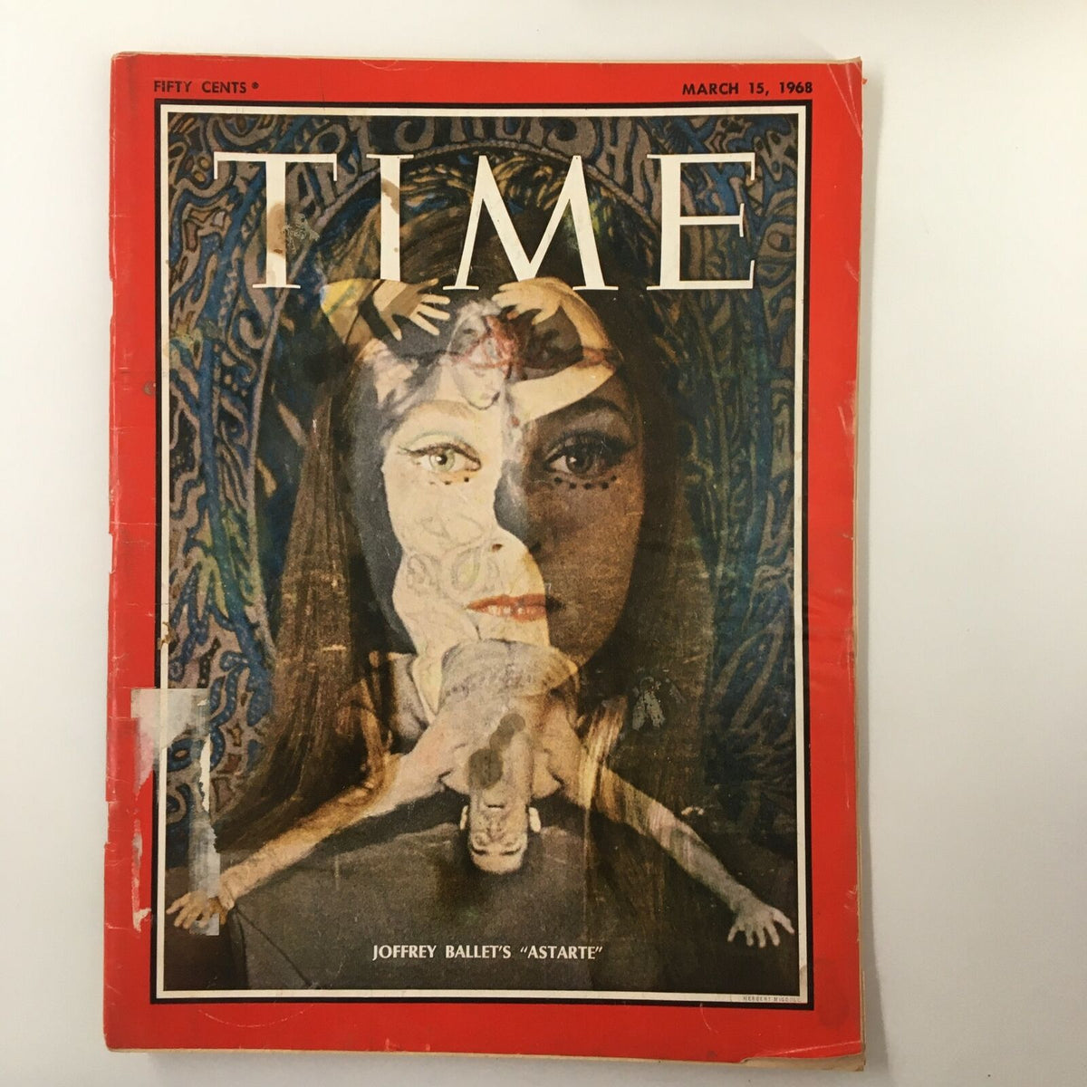 March 15, 1968, cover of VTG Time Magazine Vol. 91 No. 11 featuring Joffrey Ballet's 'Astarte' with artistic design, capturing the essence of vintage art and performing arts.