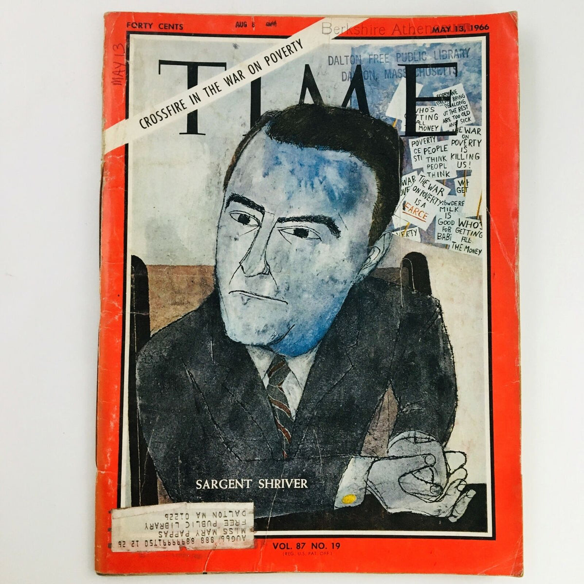 Time Magazine May 13 1966 Cover featuring Ambassador Sargent Shriver, with colorful artwork and text discussing poverty and social issues.