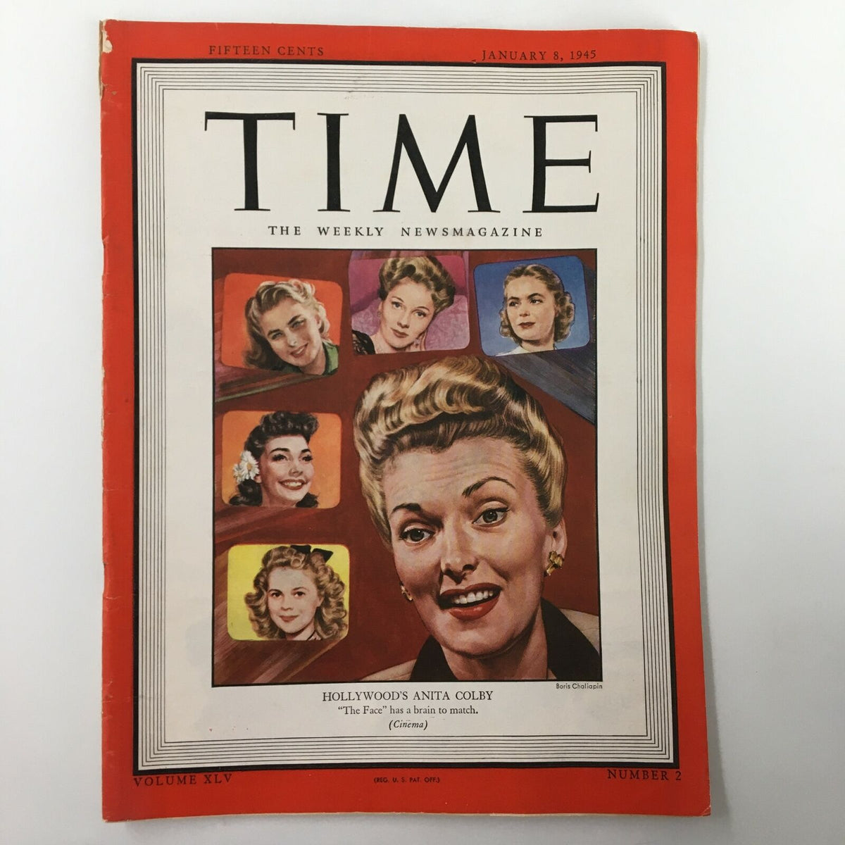 Vintage Time Magazine January 8 1945 Vol. 45 No. 2 Hollywood's Anita Colby
