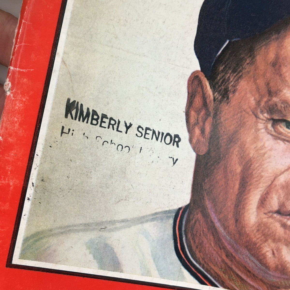 Detail of Time Magazine from September 11, 1964, showing a close-up of Hank Bauer's face with a library stamp on the cover.